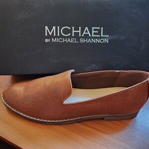 MICHAEL BY MICHAEL SHANNON WOMENS SHERRILL LOAFER SLIP ON SHOE COGNAC SIZE 9.5M